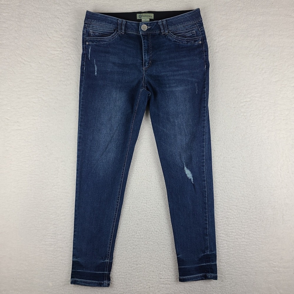 Democracy Jeans Womens 14 Blue AB Technology Skinny Ankle Dark Wash Denim